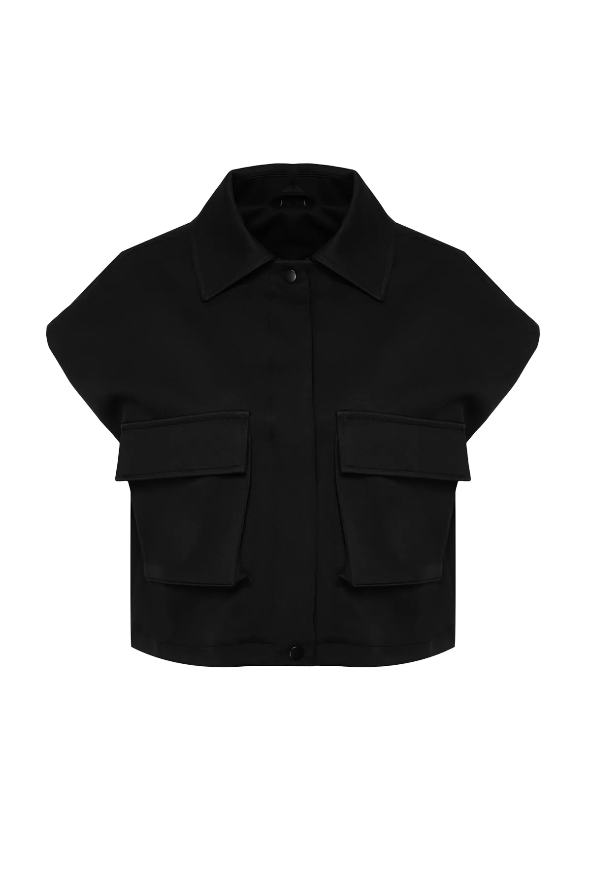 Trendyol Collection  Schwarze Weste mit übergroßem Taschendetail TWOSS24YE00037