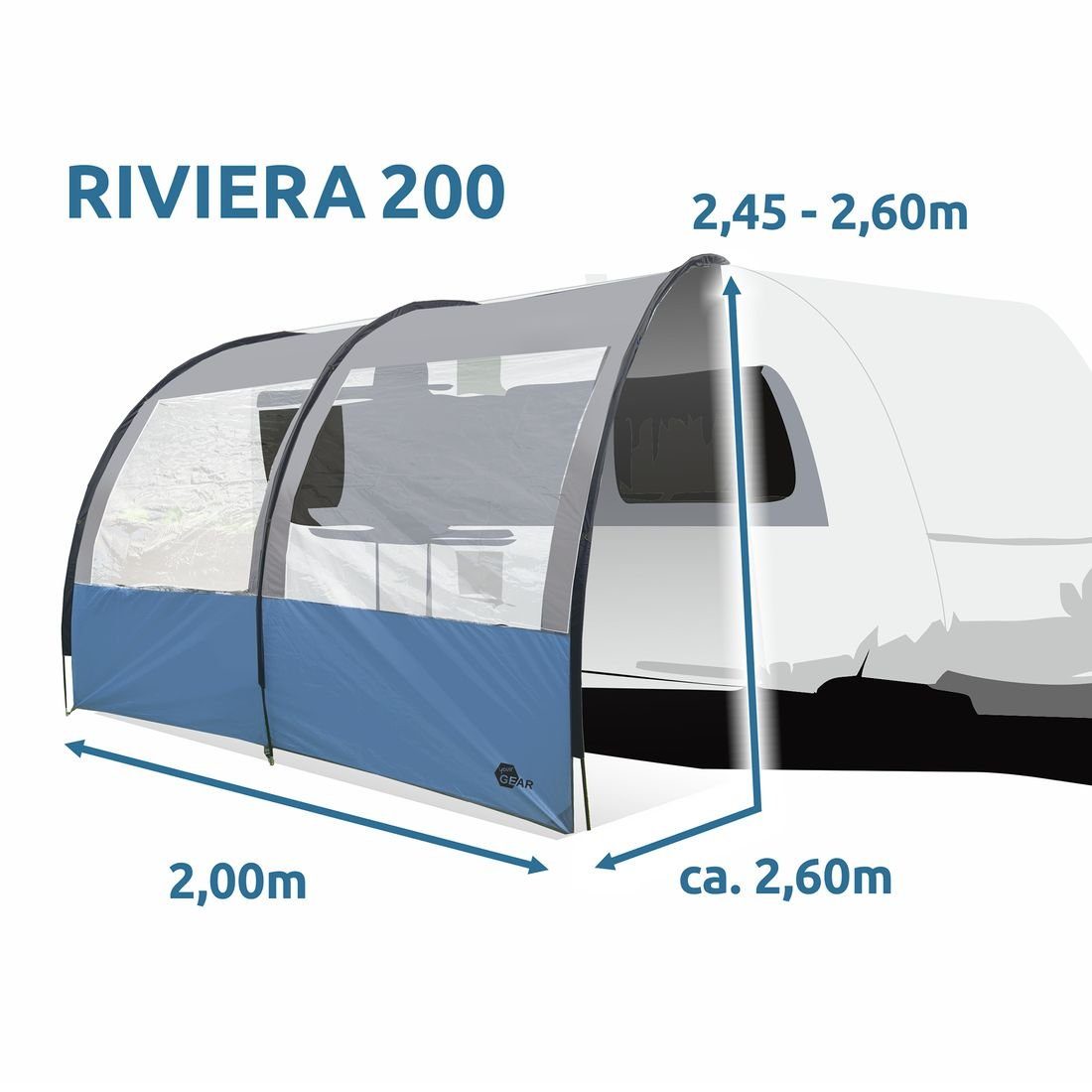 yourGEAR Vorzelt yourGEAR Riviera 200 Vorzelt Wohnwagen Wohnmobil 2 x 2,6m UV 50+, Personen: 0