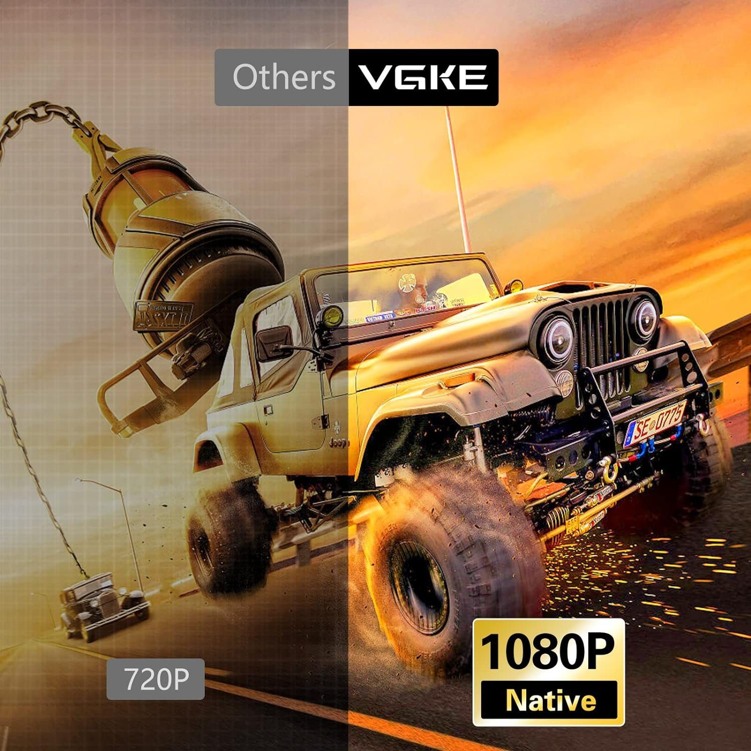 VGKE Portabler Projektor (1920x1080P px, Mini Beamer 5G WiFi Bluetooth, Heimkino Full HD PS4/X-Box/TV Stick/PC)