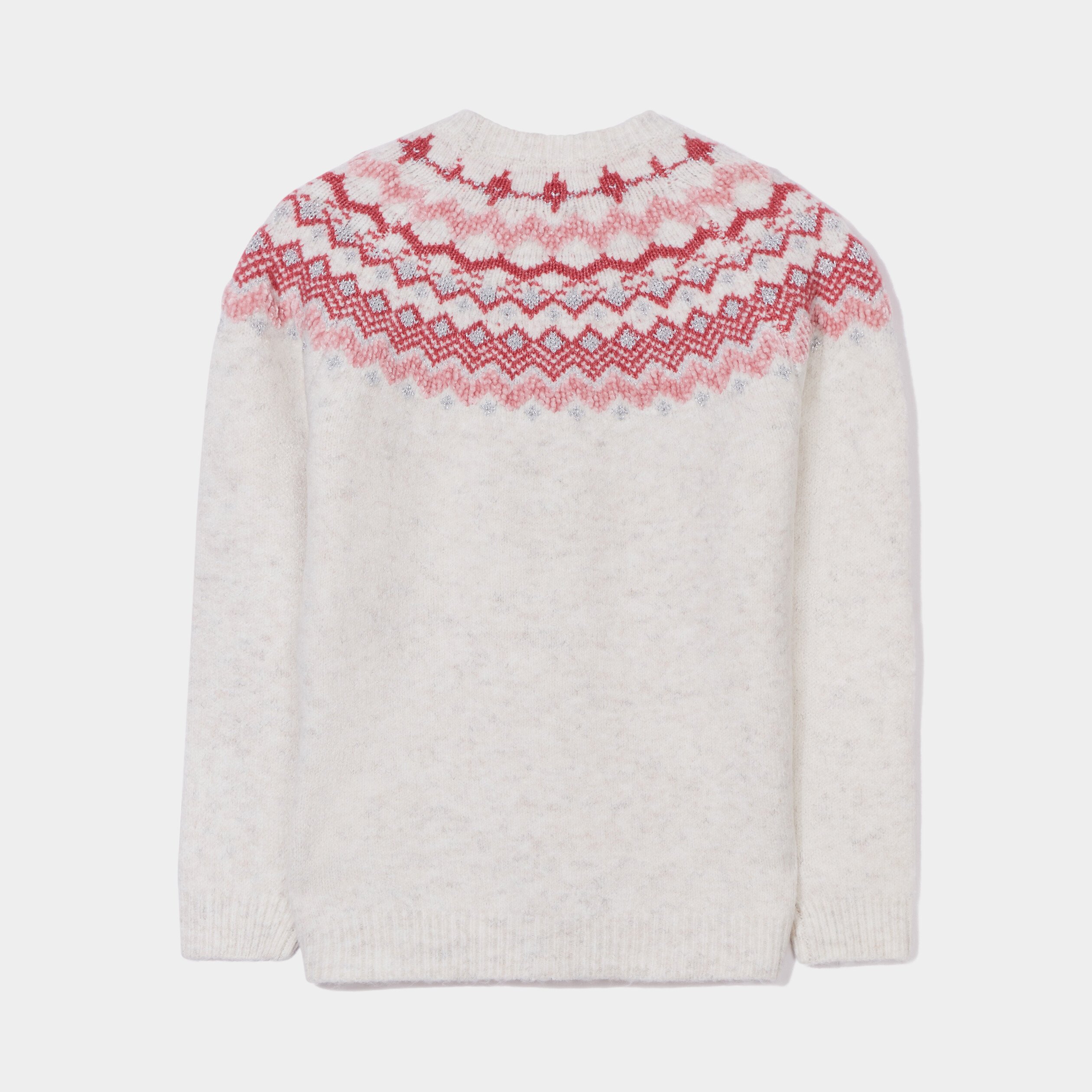 Pull col rond manches longues Creeks ivoire fille | La Halle