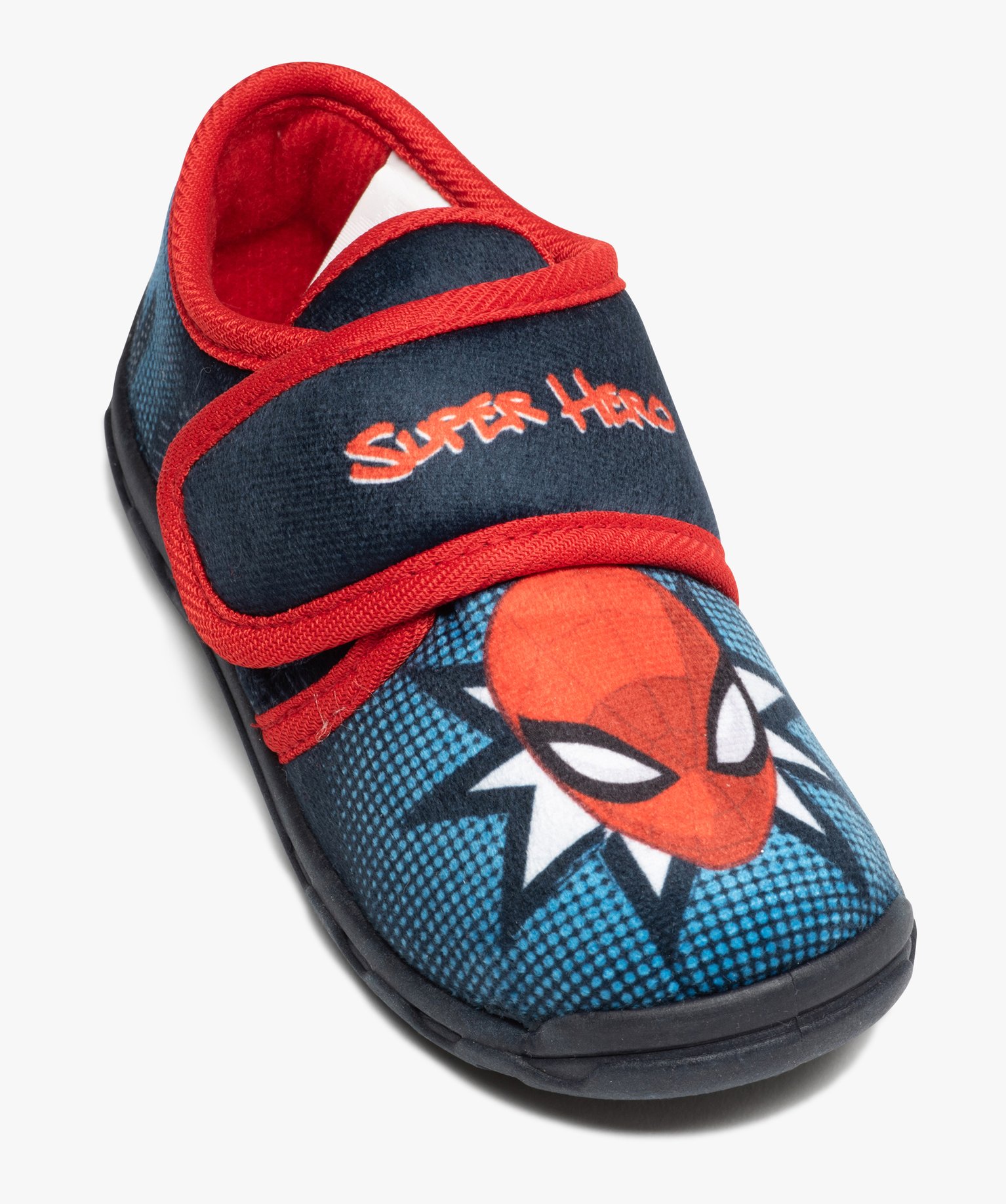 Pantoufle Garçon en velours à scratch - Spiderman bleu | GEMO