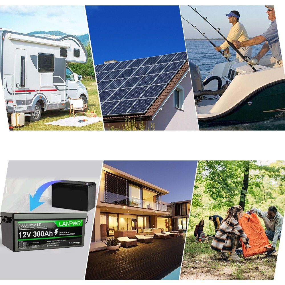 Tidyard Stromerzeuger LiFePO4 Akku,12V 300Ah Notstromversorgungen,Leichtgewicht, (LiFePO4 Batterie Powerstation für Stromausfall, Reise,Camping,Angeln), Zykluslebensdauer: ≥4000 Mal,Ladestrom: 50A Dauerstrom: 200A