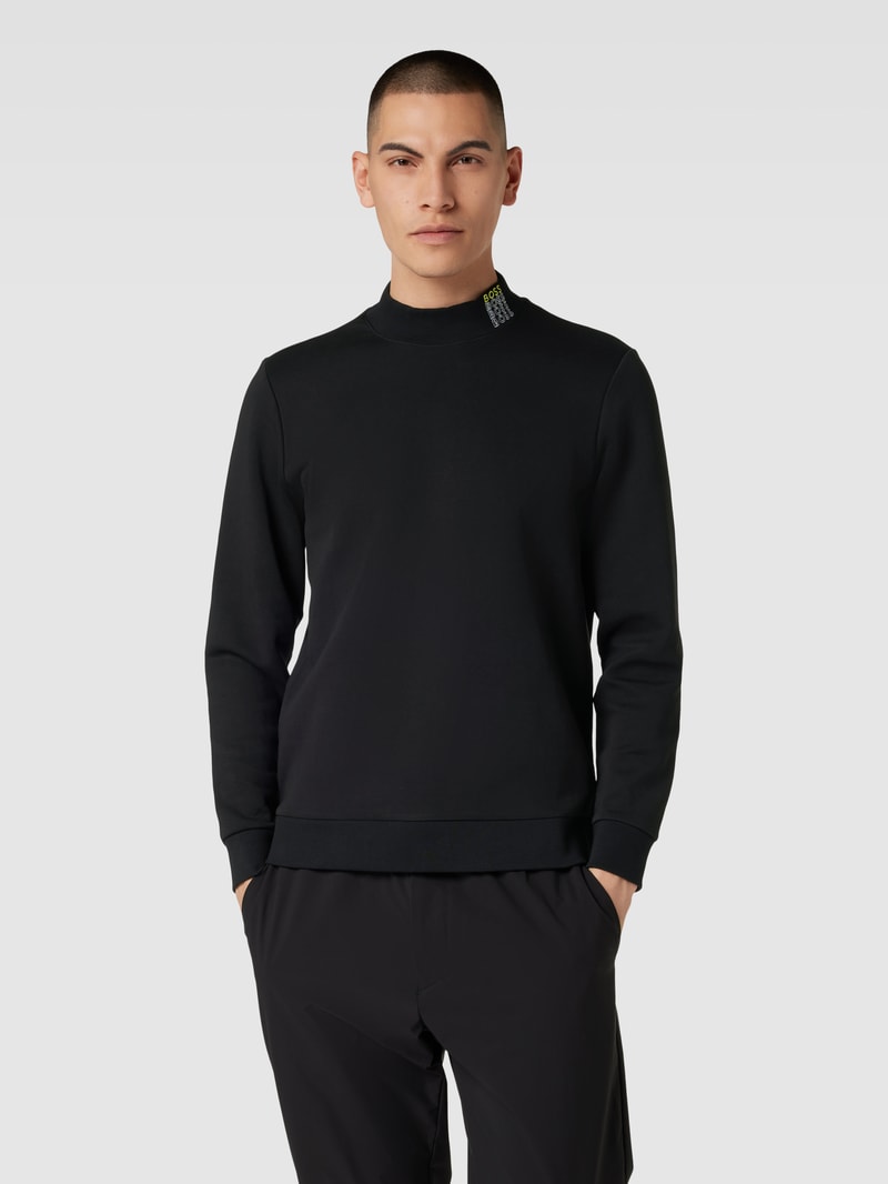Sweatshirt mit Label-Stitching Modell 'Salbock' in schwarz