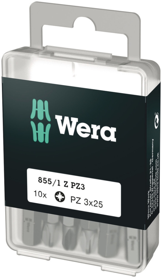 Wera 05072405001 855/1 Z Biți Pozidriv DIY, PZ 3 x 25 mm, 10 bucăți