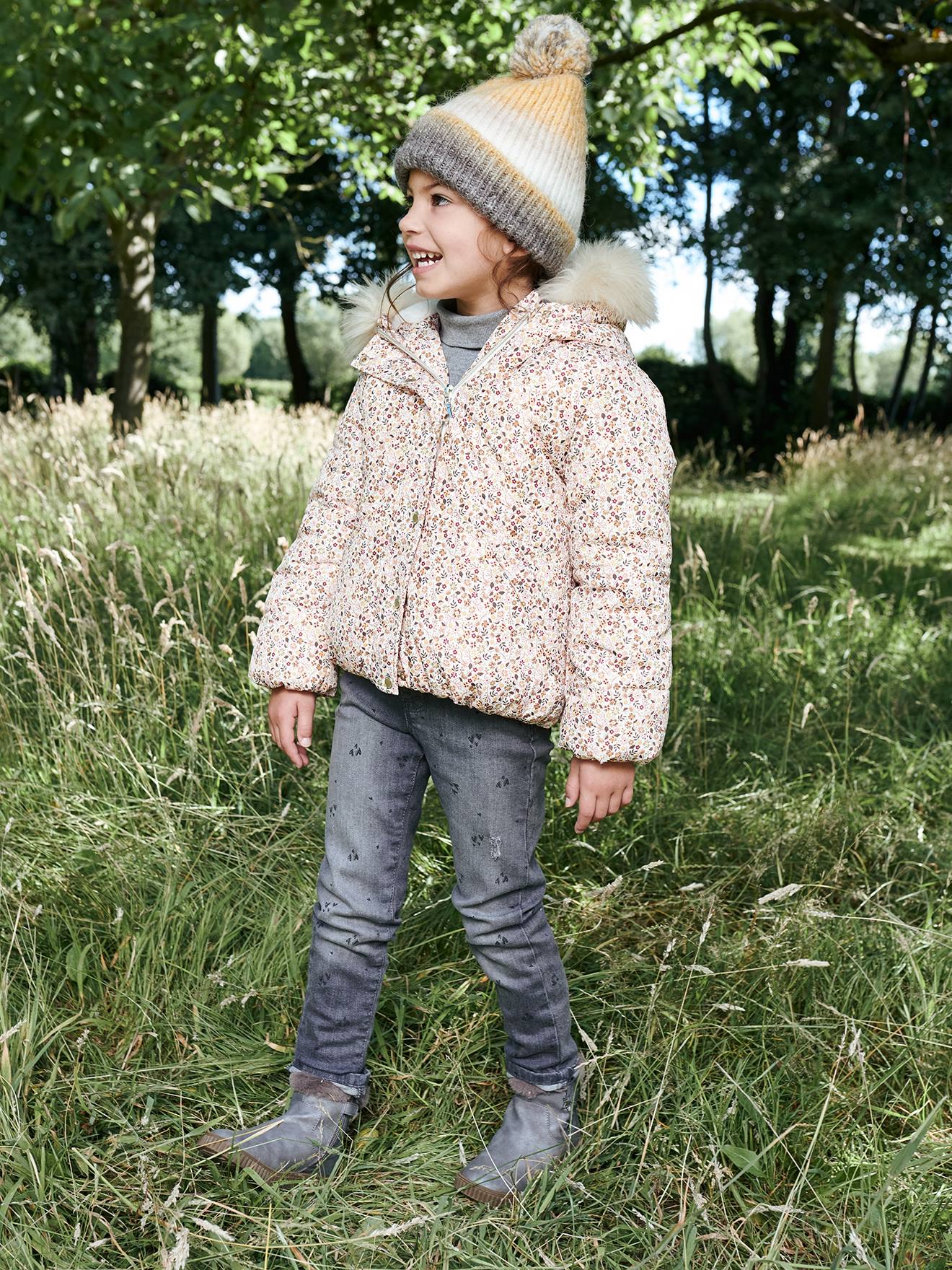 Vertbaudet Mädchen Jeans, gerades Bein Oeko-Tex - grau