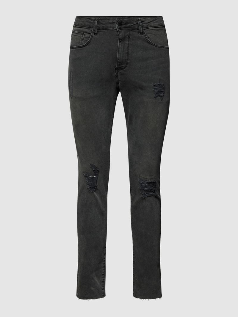 Skinny Fit Jeans im Used-Look in anthrazit