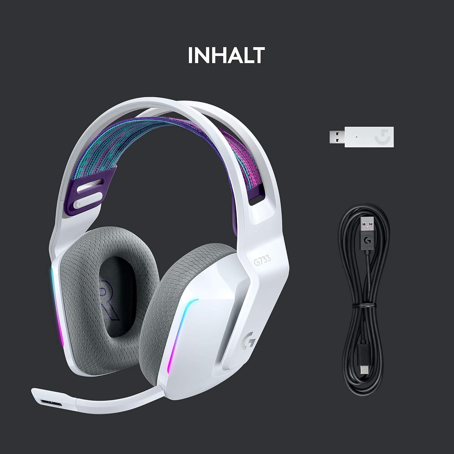 Logitech G G733 LIGHTSPEED Wireless RGB kabelloses Gaming-Headset (Ultraleicht, 20m Reichweite, Mikrofon abnehmbar, beleuchtet)