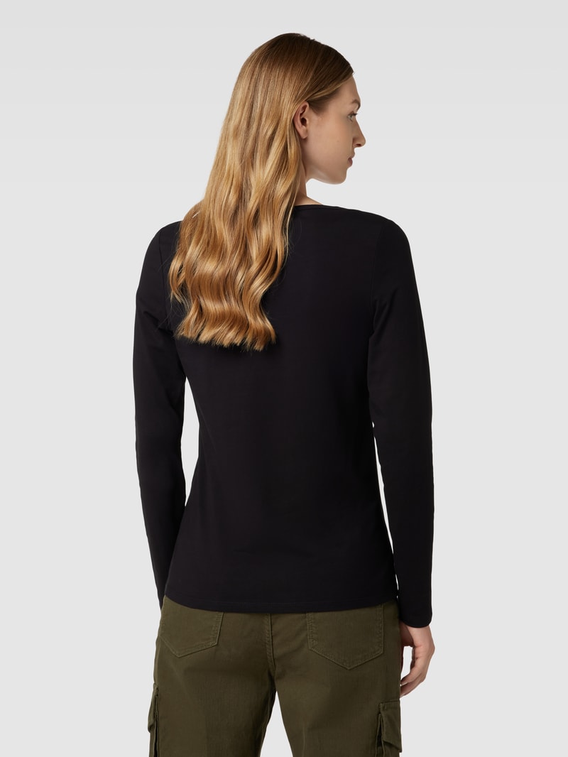Longsleeve mit U-Ausschnitt Modell 'Basic' in schwarz