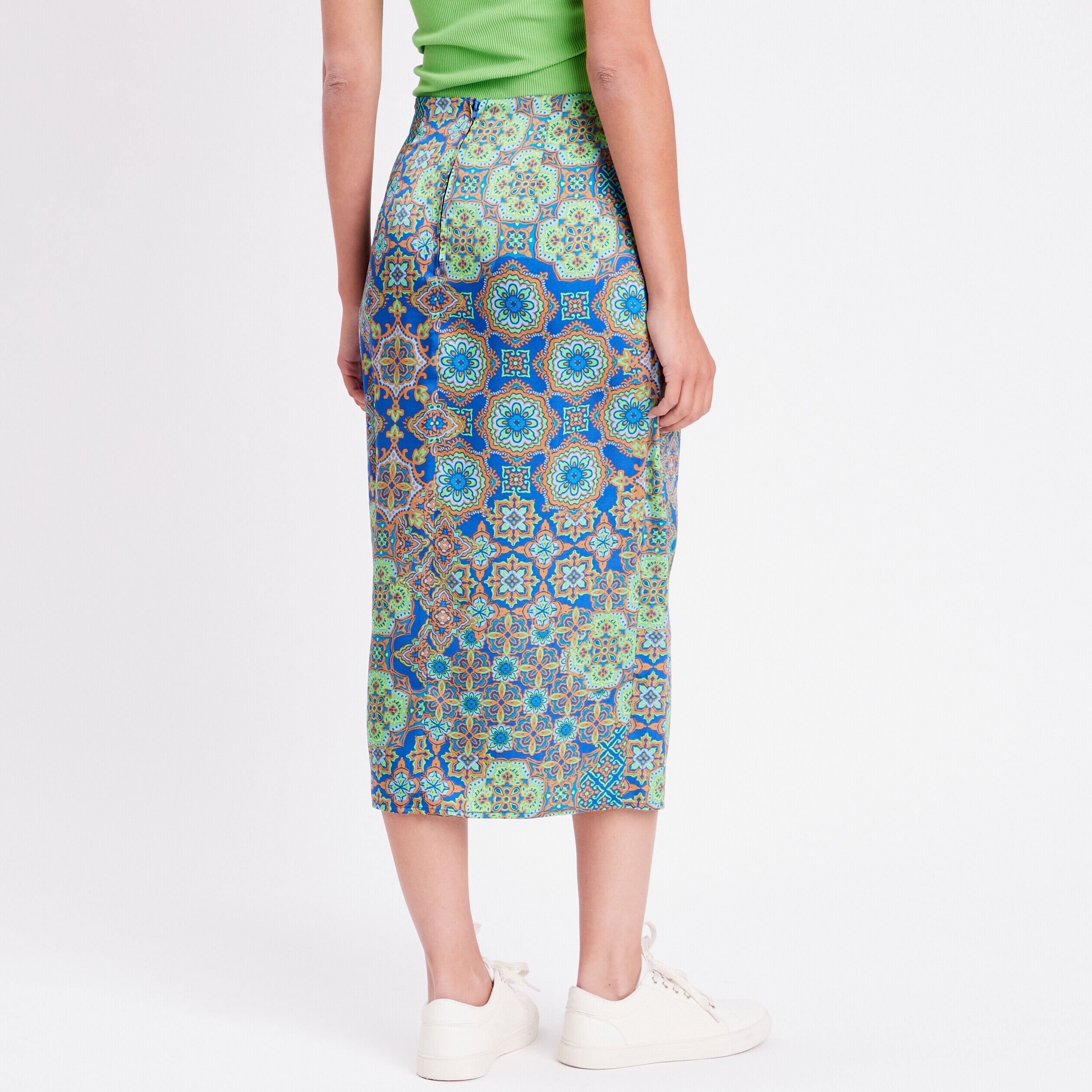 Jupe droite satin bleu roi femme | Cache Cache