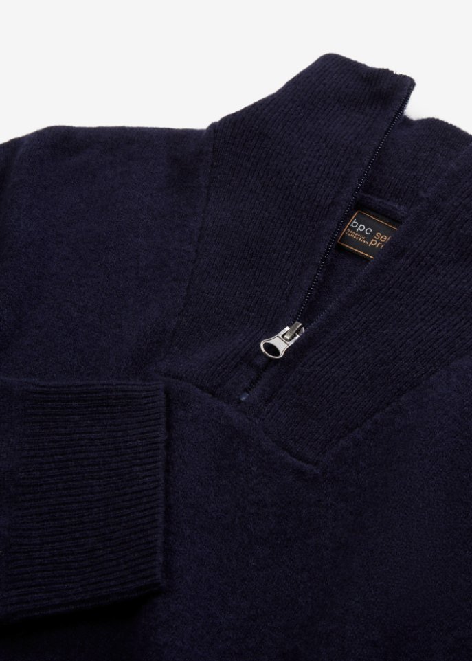 Premium Wollpullover mit Good Cashmere Standard®-Anteil, Troyerkragen