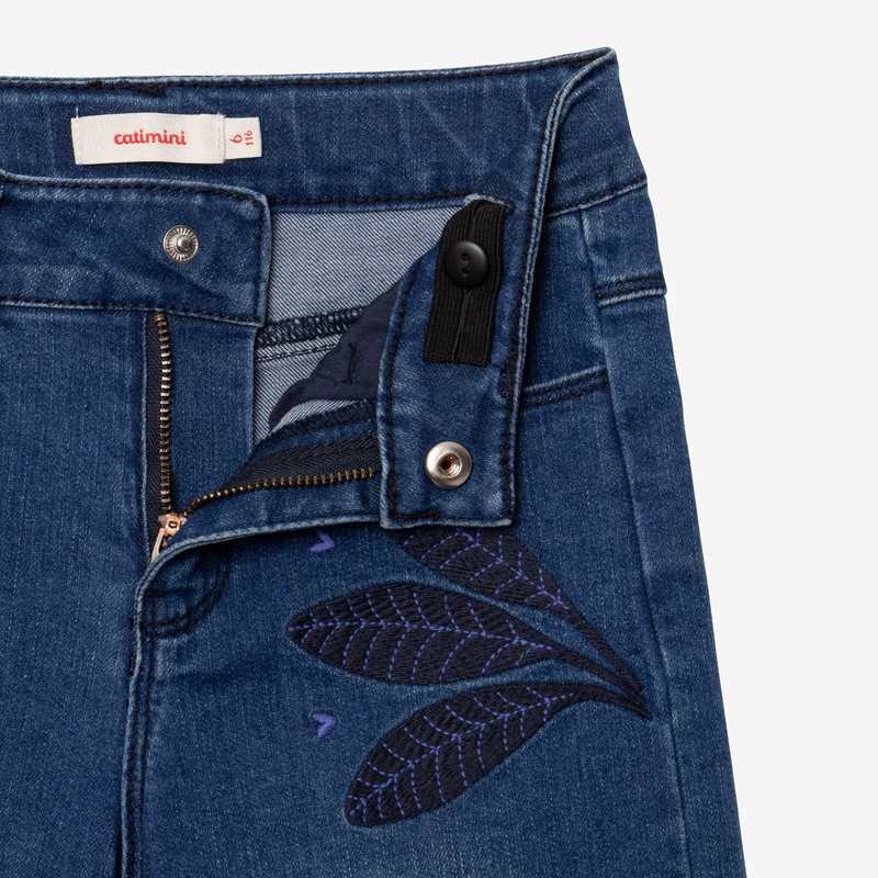 Jean fille large brodé bleu Catimini