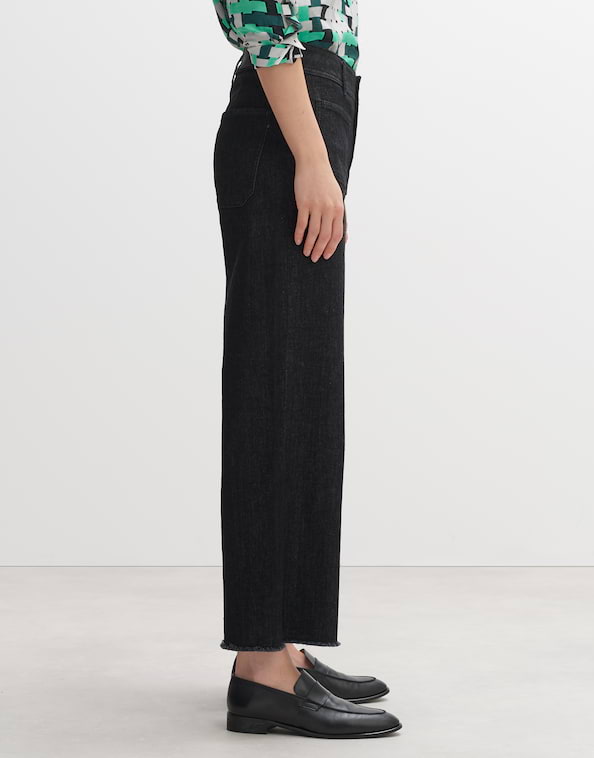 Wide Cropped Jeans Macona black