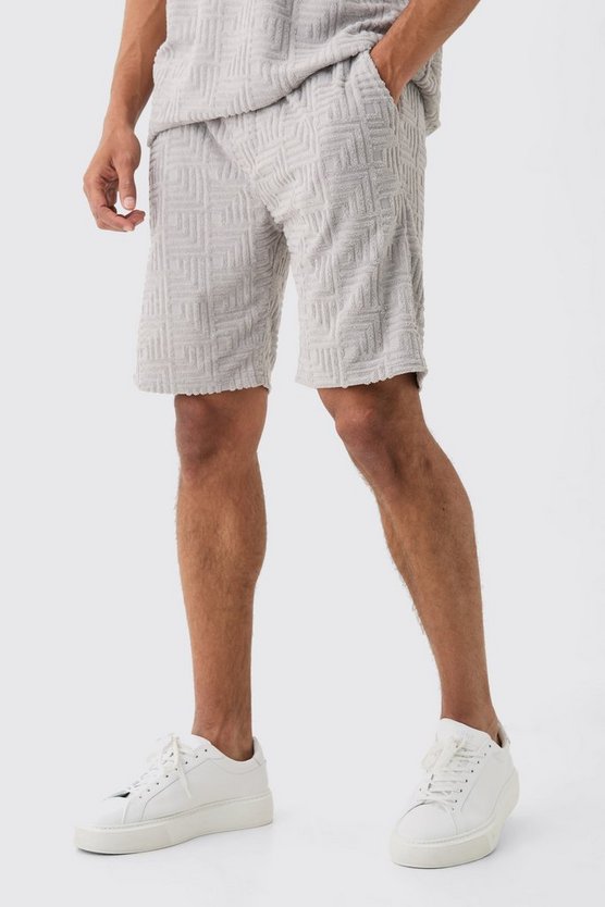 Lockere Jacquard Frottee-Shorts