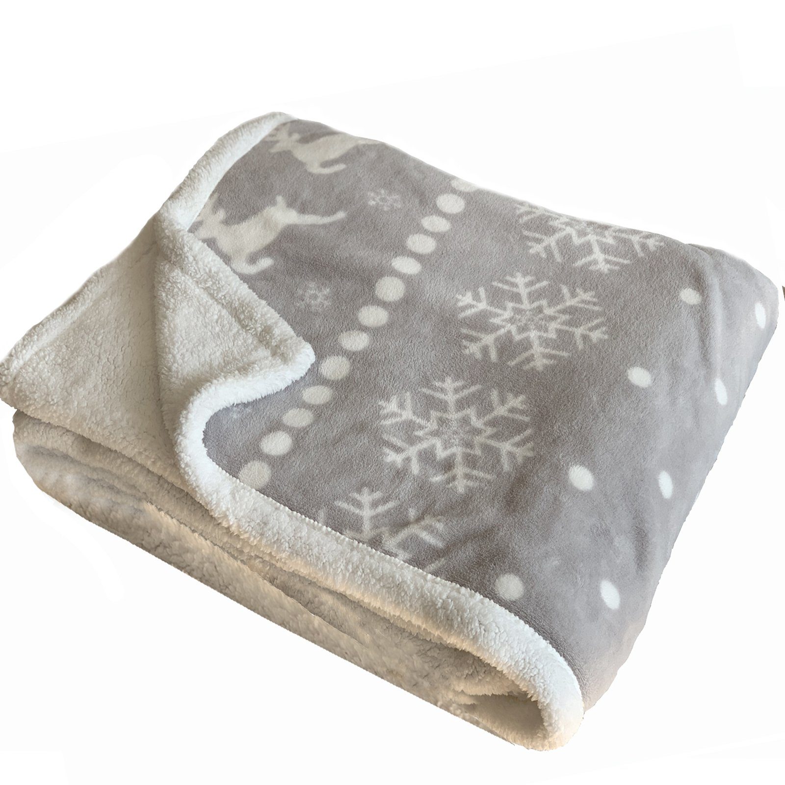 Wohndecke Lammfell Optik Sherpa Kuscheldecke - verschiedene Designs & Größen, JEMIDI
