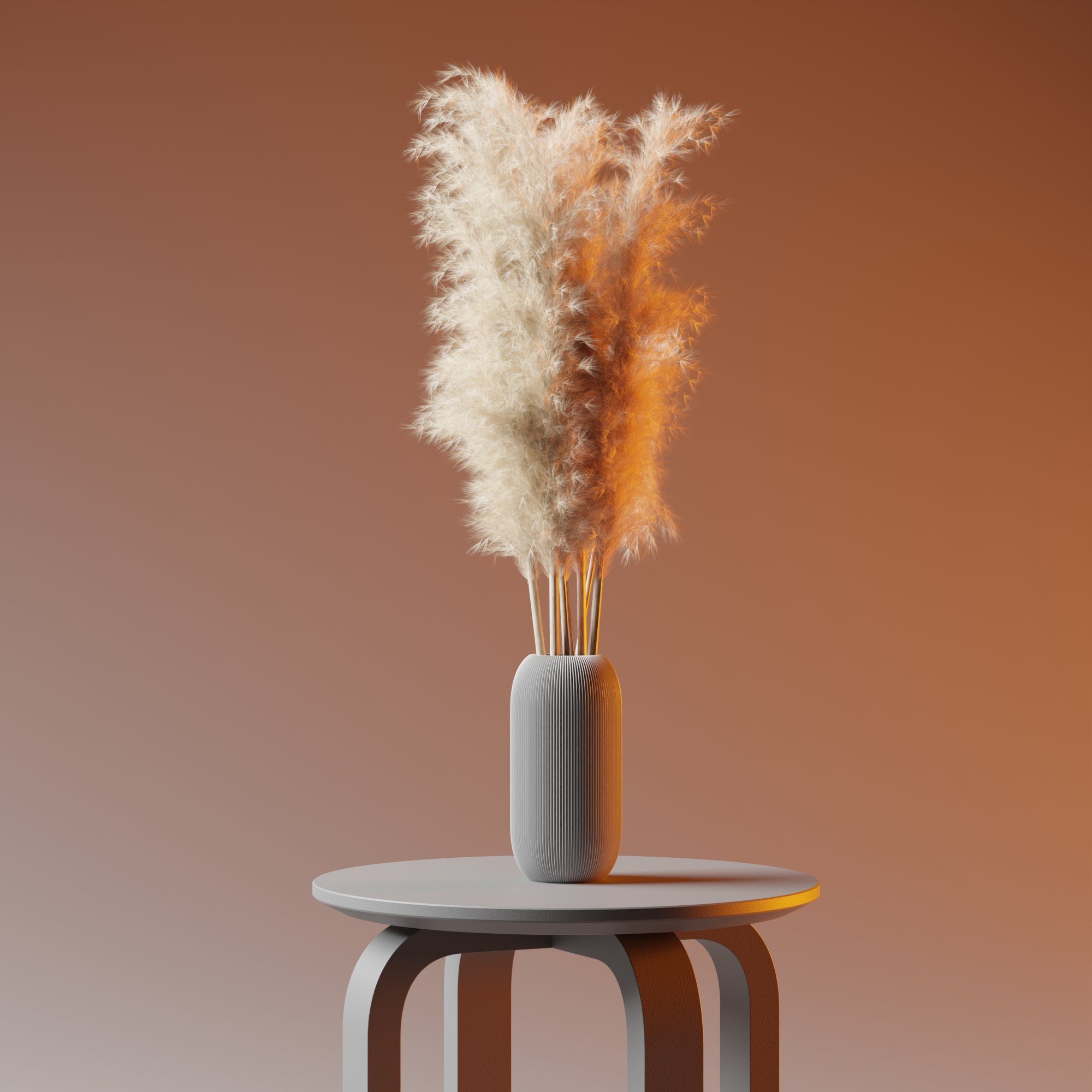 Dennismaass. Dekovase VASE PILLE, wundervolle Rillen, für Blumen aller Art, 27cm, dekorative Vase aus dem 3D Drucker