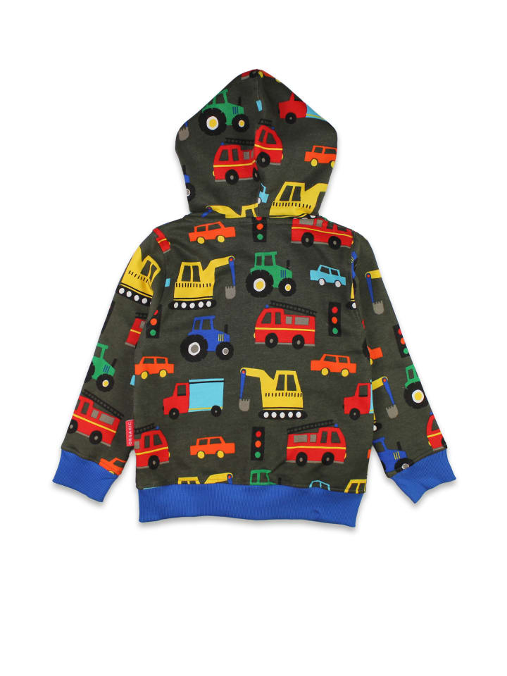 Toby Tiger Sweatjacke mit Kapuze und Fahrzeug Print in grau günstig kaufen