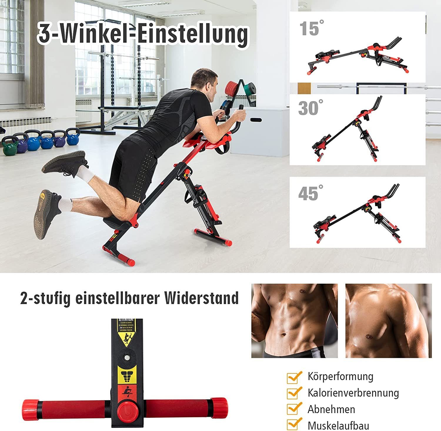 KOMFOTTEU Rudergerät 4 in 1 Rudergerät, Fitnessgerät mit Einstellbarer Spannung & Winkel