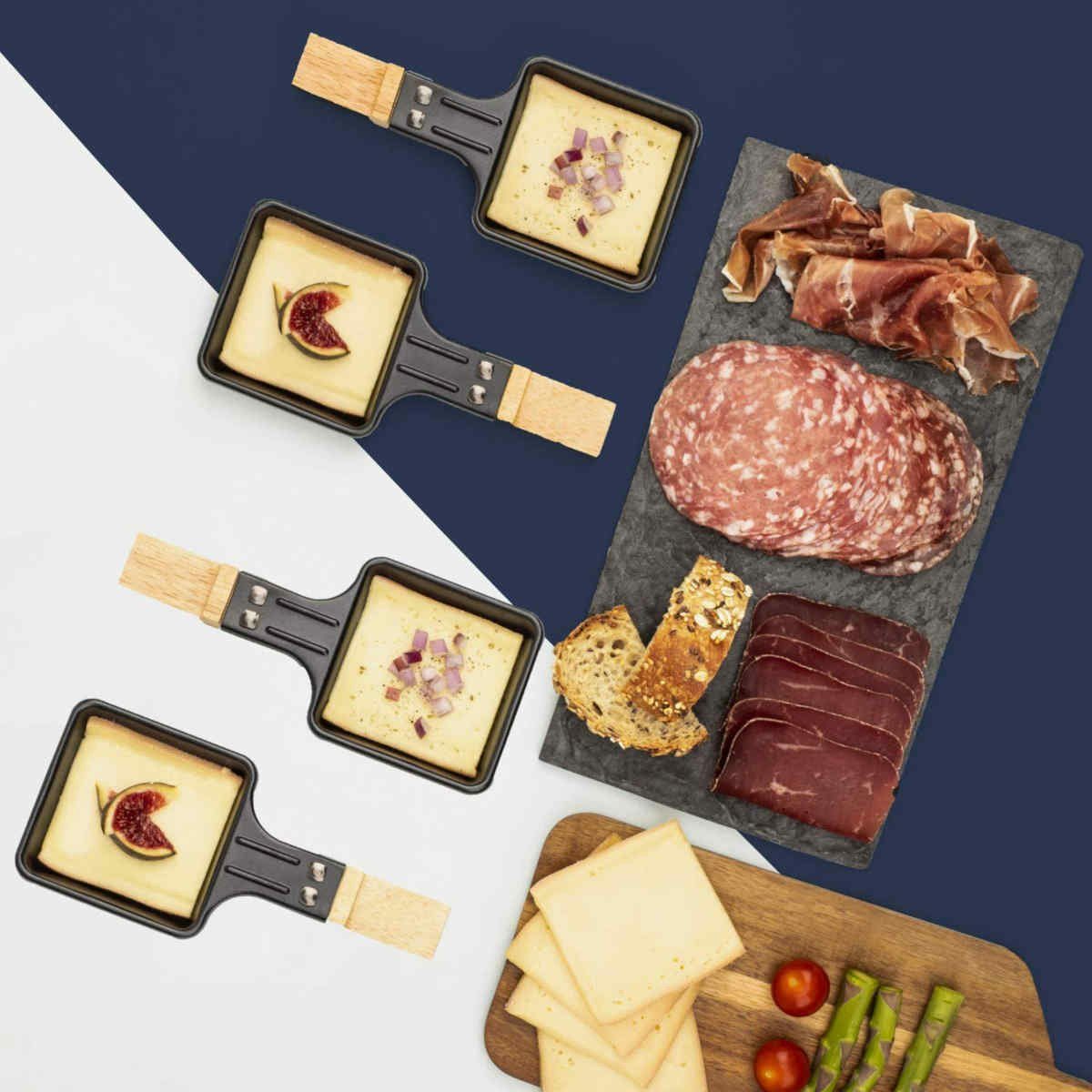 H.Koenig Raclette WOD6 Raclette-Grill für 6 Personen in Holz-Optik, 900 W