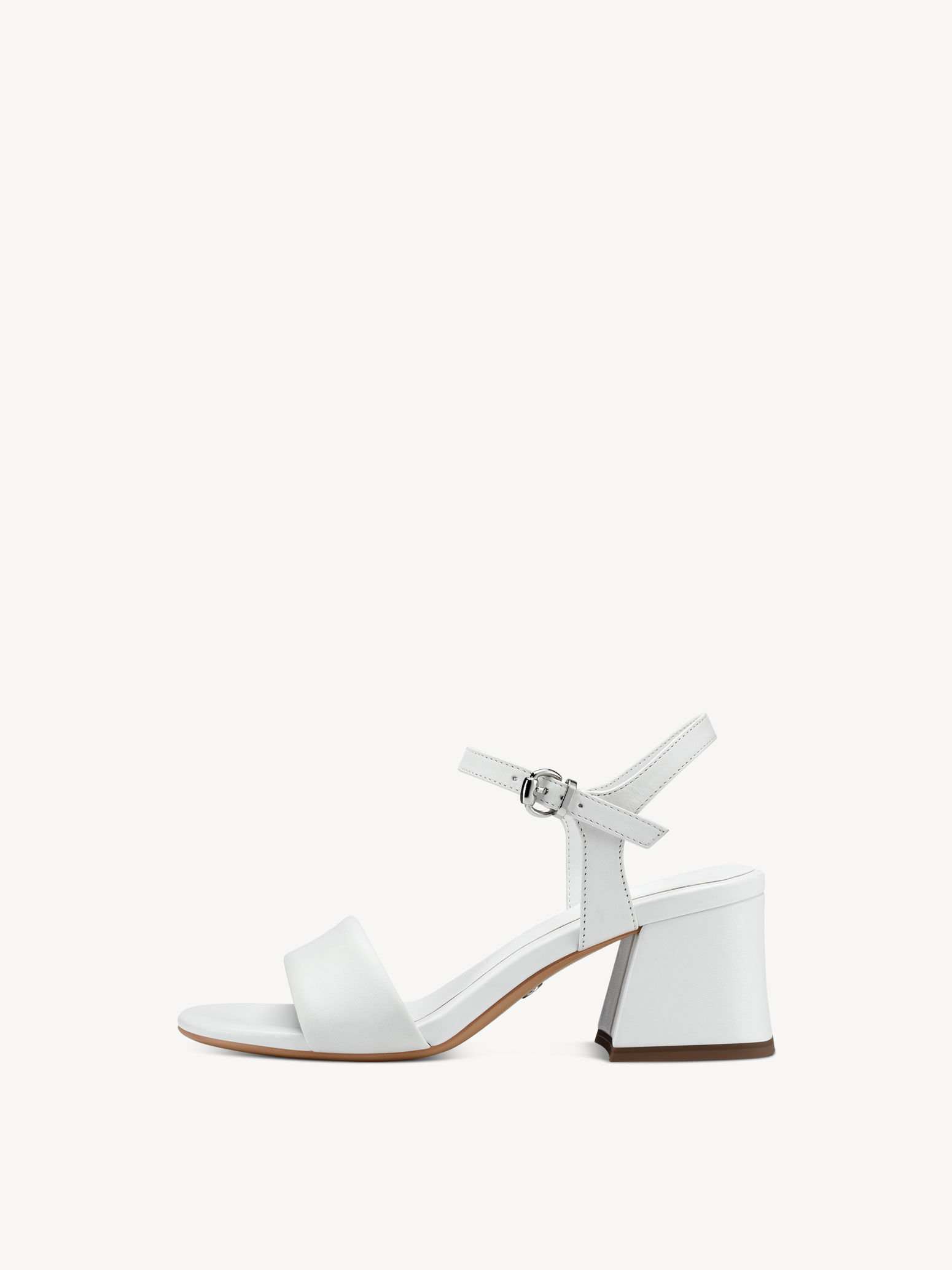 Sandale à talon en cuir - blanc