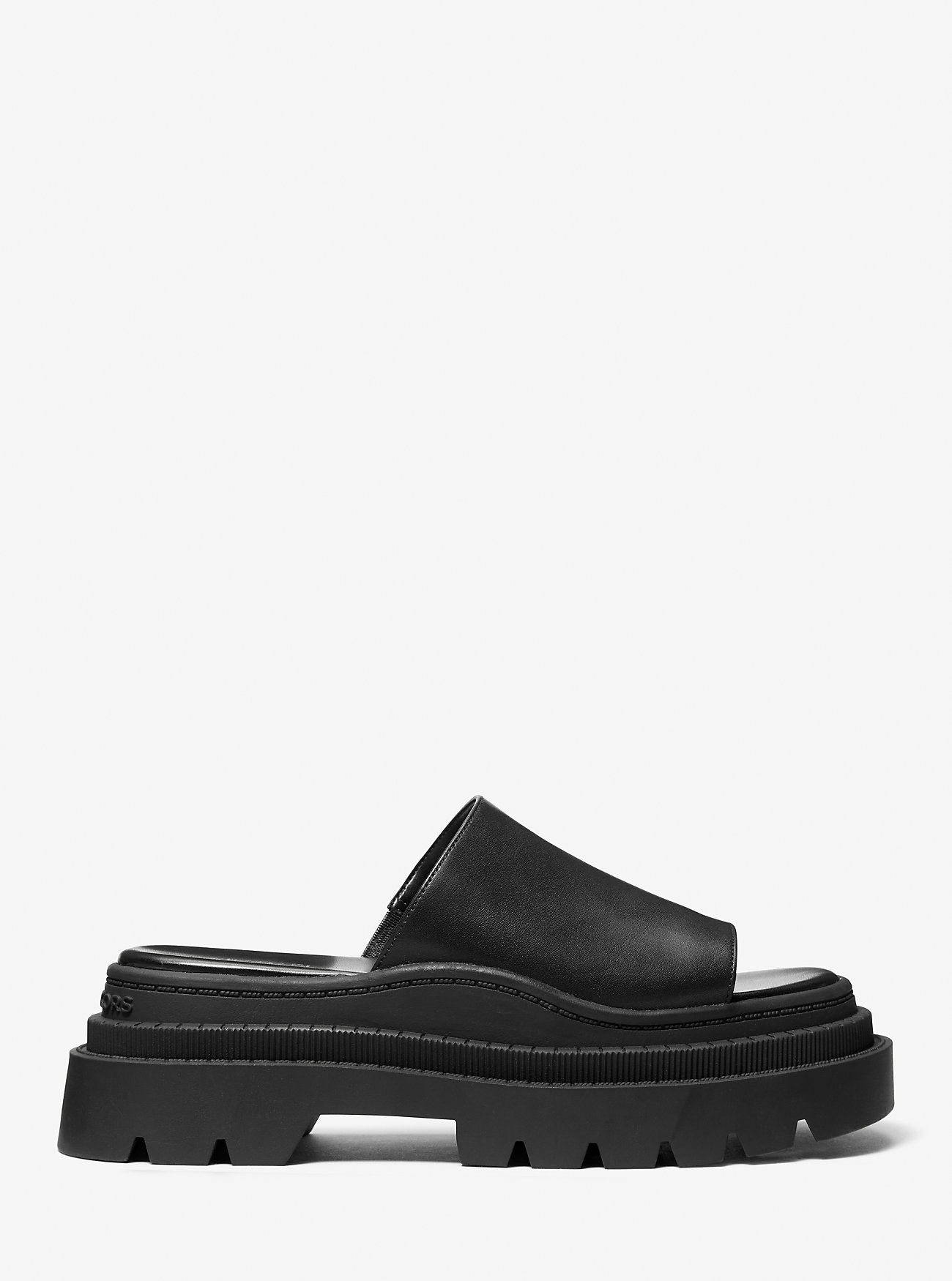 Kendra Platform Slidesandaler i skinn - SVART