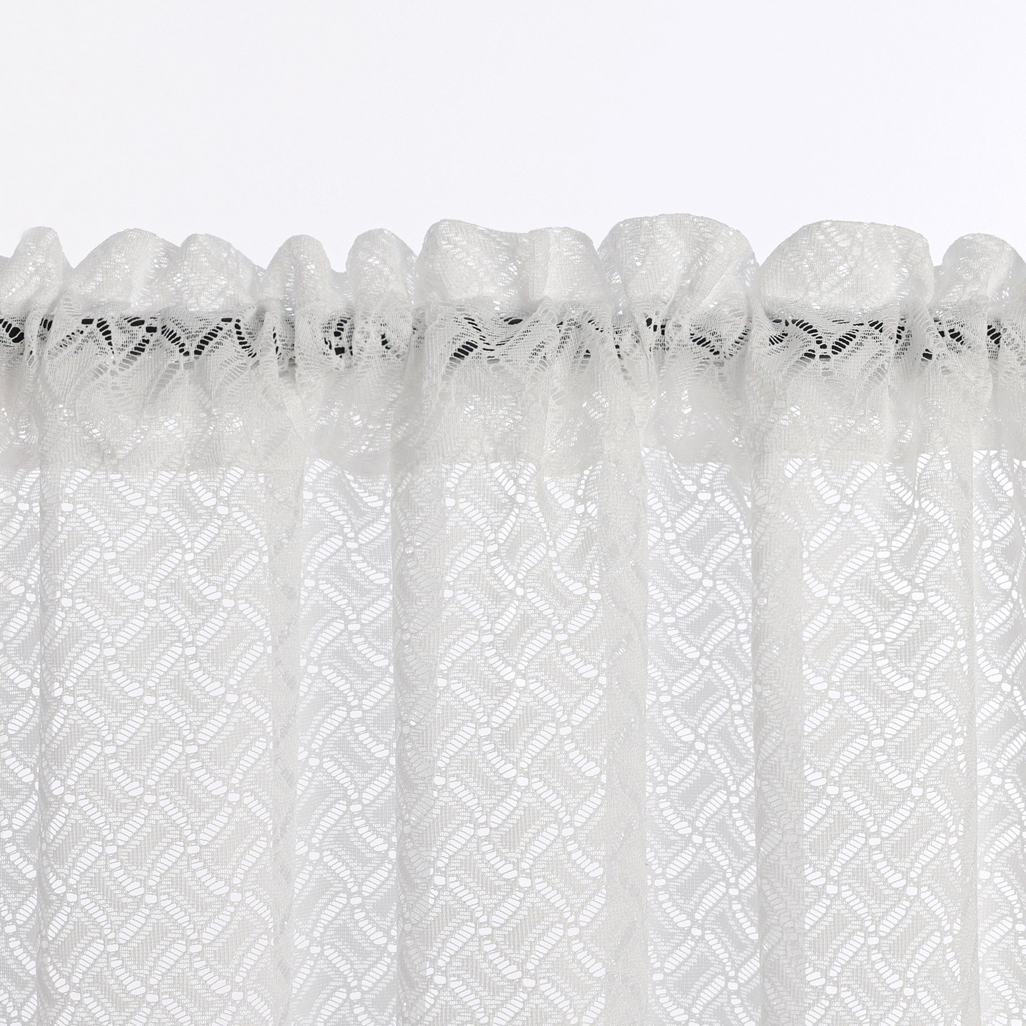 Scheibengardine, Joyswahl, Stangendurchzug (2 St), transparent, mit Karo, Vintage, Kurztores Jacquard Gardinen