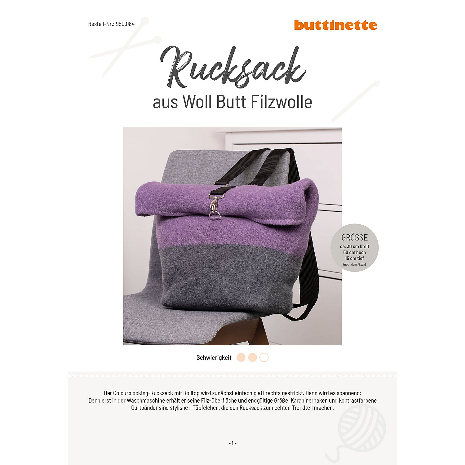 Strickanleitung - Rucksack aus Woll Butt Filzwolle