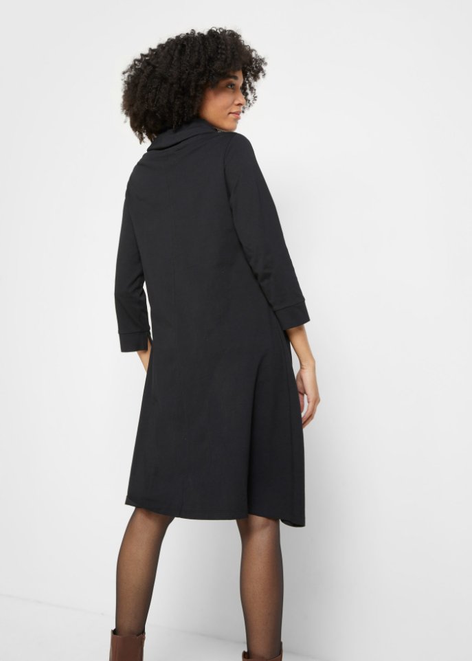 Knieumspielendes Baumwollkleid mit Taschen, 7/8- Arm