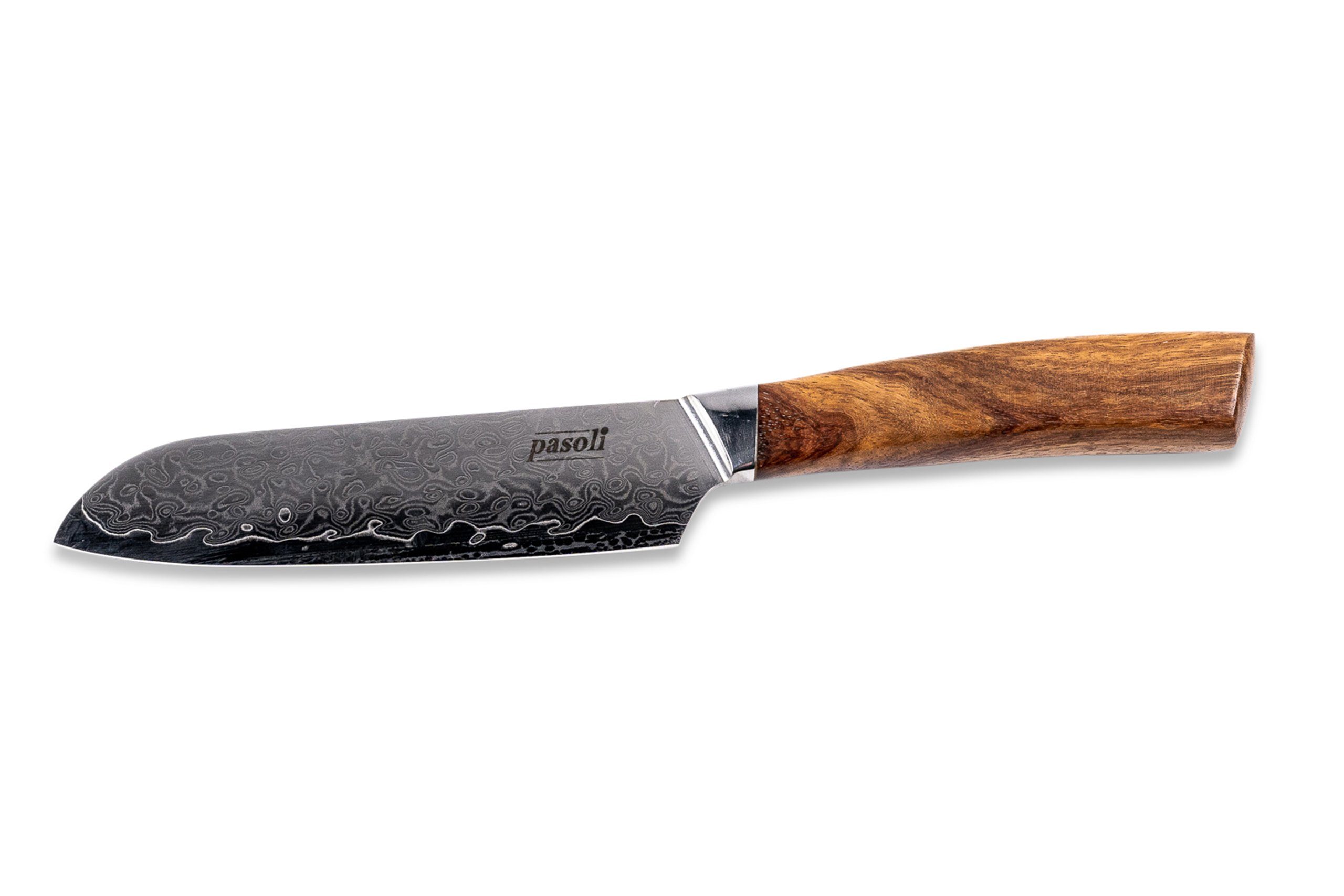 pasoli Damastmesser Damast-Santokumesser, 67-lagiger japanischer Damaststahl (VG-10), extrem scharf, 18cm ODER 13cm lang & 2,5mm dicke Klinge inkl. Klingenschutz, min. 60 Rockwell Härte