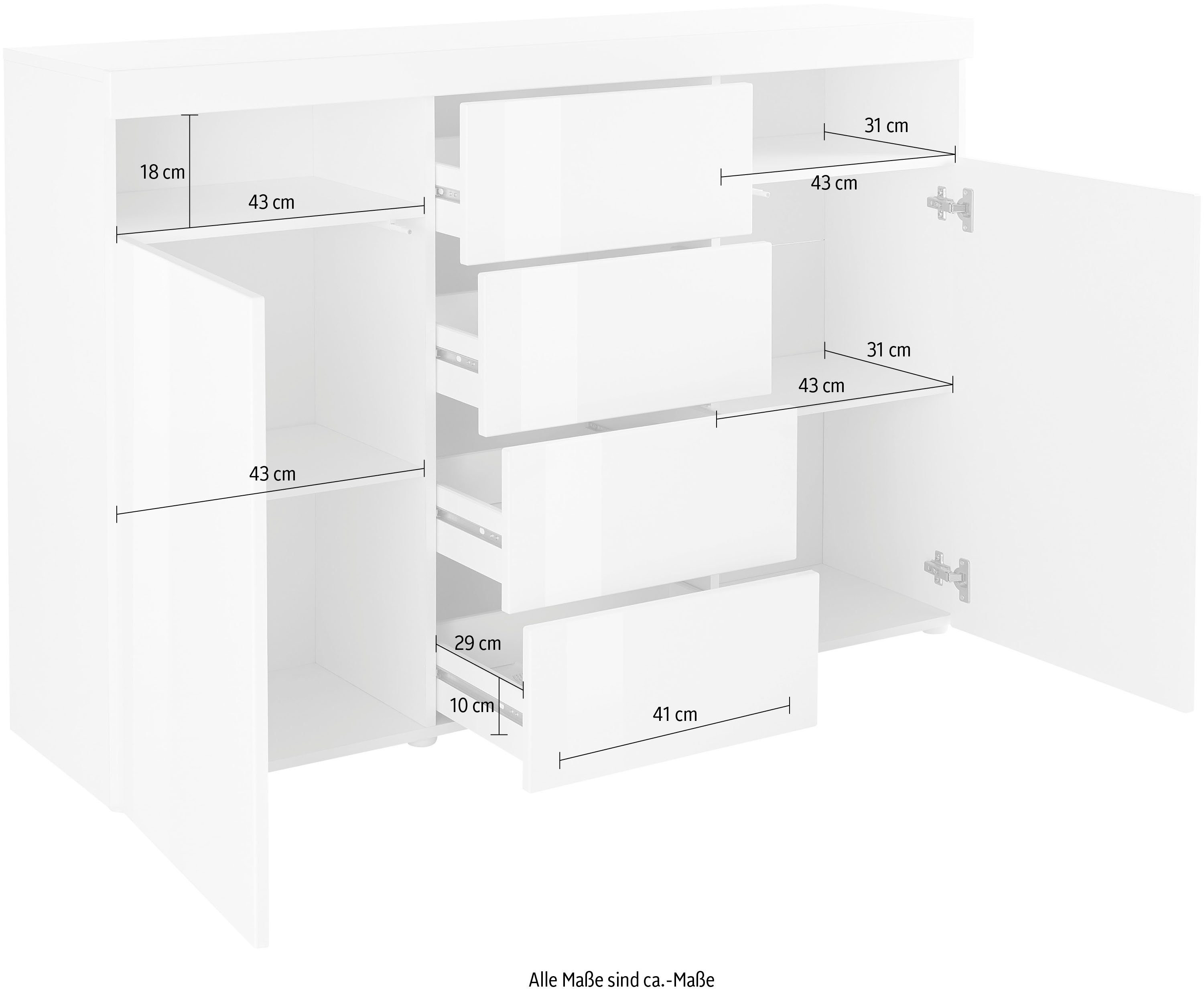 borchardt Möbel Highboard Kapstadt, Breite 139 cm