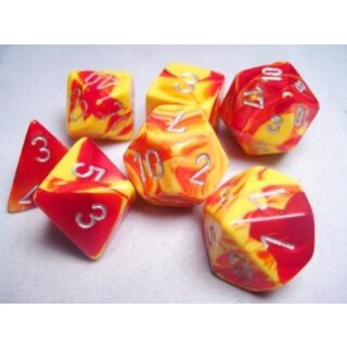 Red Yellow with Silver 7-Würfelset (Gemini)