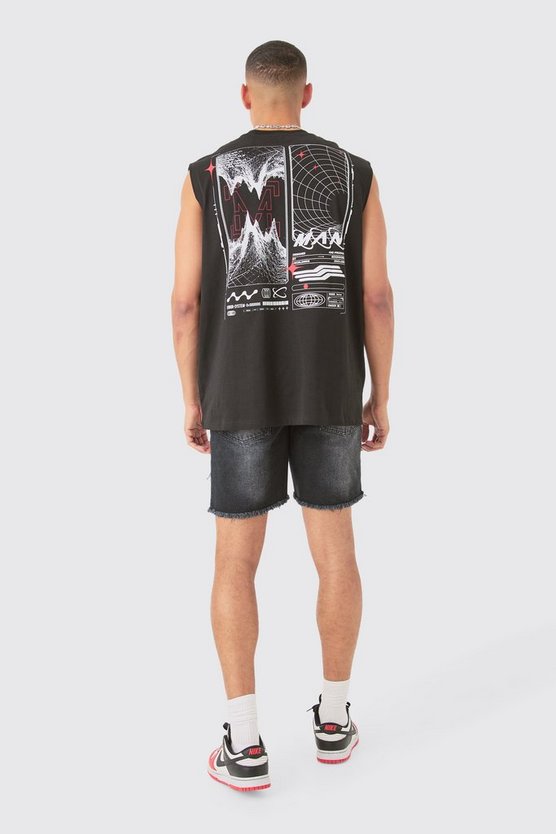 Oversize Tanktop mit Man Space Print