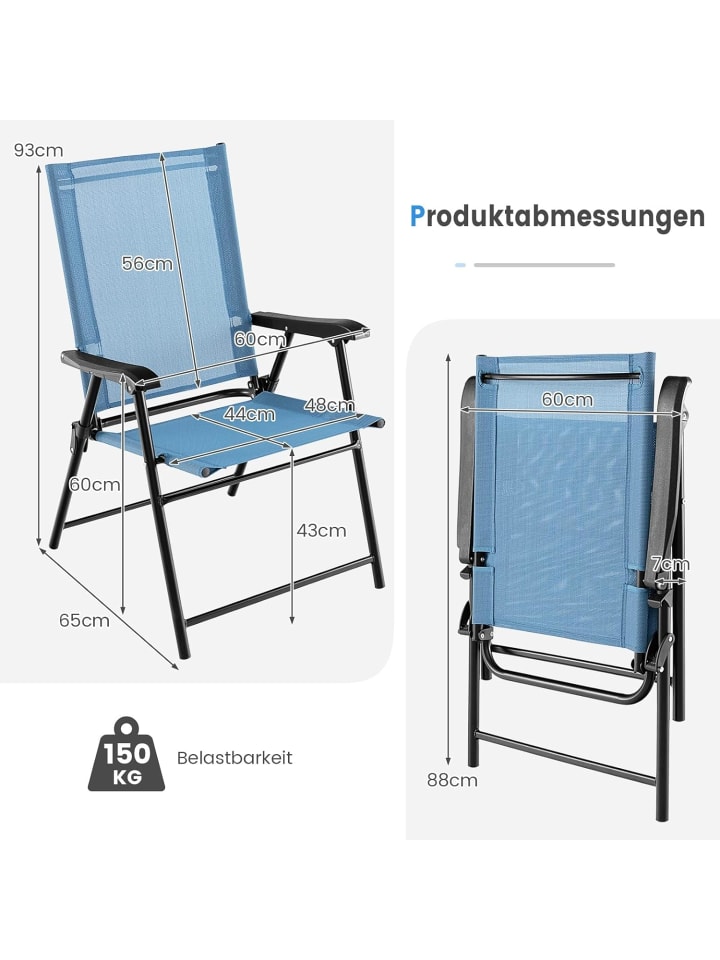 COSTWAY 2er Set Klappstühle in Blau günstig kaufen onesize