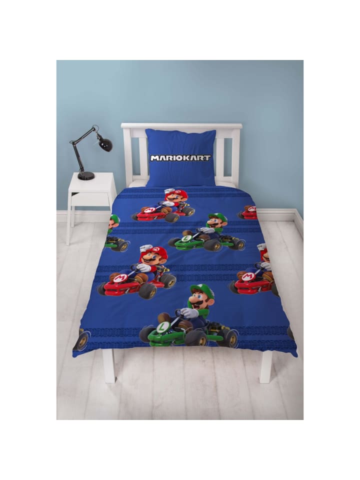 Super Mario Bettwäsche Set aus Microfaser für Kinder – 140x200 cm Bettbezug in Blau günstig kaufen 140 x 200 cm