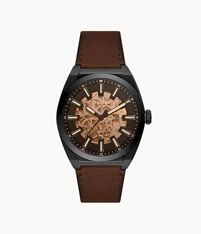Fossil Uhr Everett Automatikwerk LiteHide-Leder dunkelbraun
