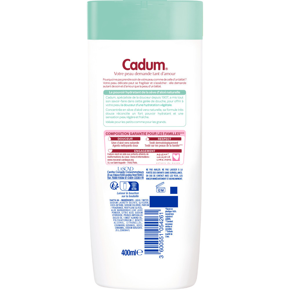cadum Cadum Gelée douche Aloe 400ml Gelée de Douche Aloe Vera