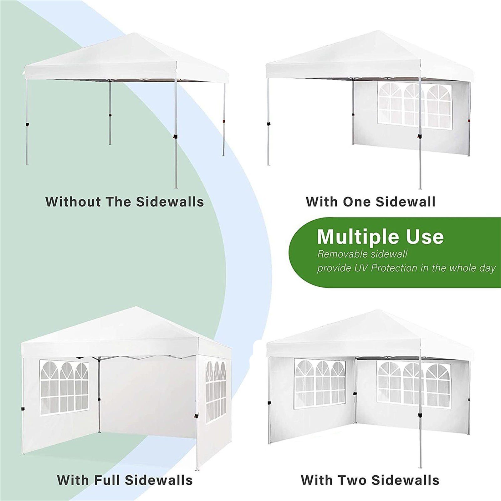 Rutaqian Tarp-Zelt Zelttuch Faltbar Wasserdicht Hat 3 Seiten und transparente Fenster, (Multifunktionaler Camping-Sonnenschutz aus Oxford-Stoff, Wind- und regensicheres Wickeltuch für Außenstallzelte), für Festival, Party, Marktstand, Flohmarkt und C