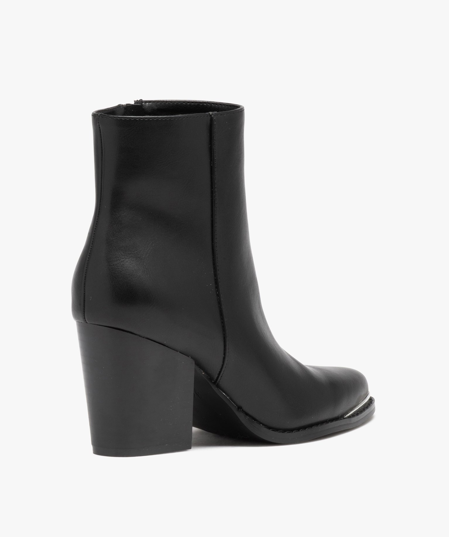 Boots femme unies à talon haut carré et bout pointu à lis... noir | GEMO