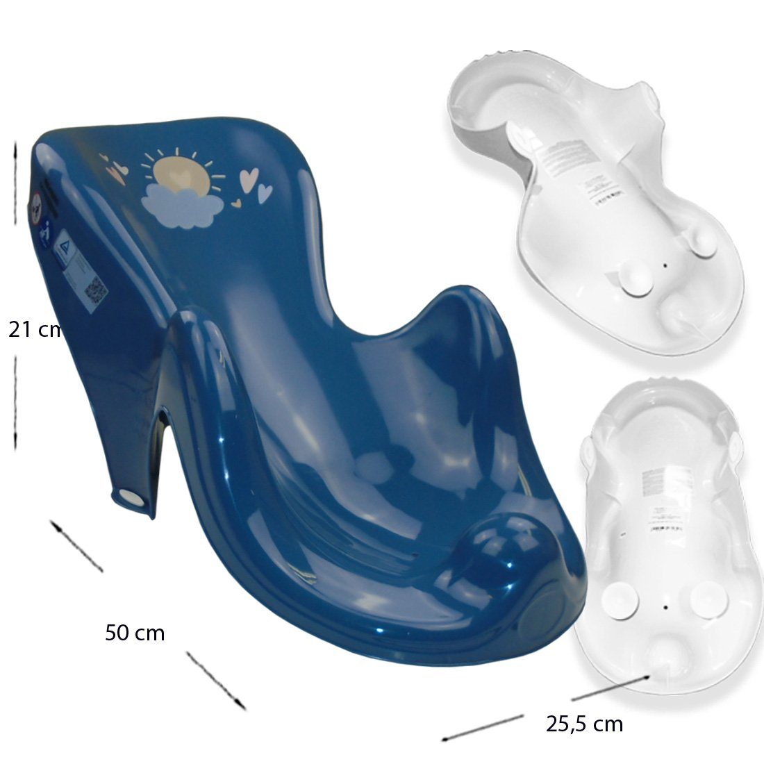 Tega-Baby Babybadewanne 5 Teile SET - METEO Blau - -Babybadeset Wanne Pflege Zubehör, (Made in Europe Premium.set), Babybadewanne + Badesitz + Töpfchen + Wc Aufsatz + Hocker