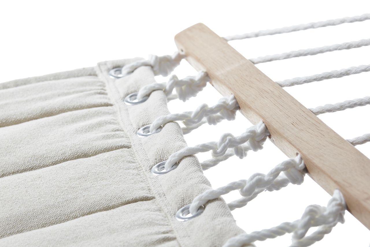 Grasekamp Stabhängematte 200 x 140 cm gepolstert Beige Hängematte Hammock Mehrpersonen 160 Kg