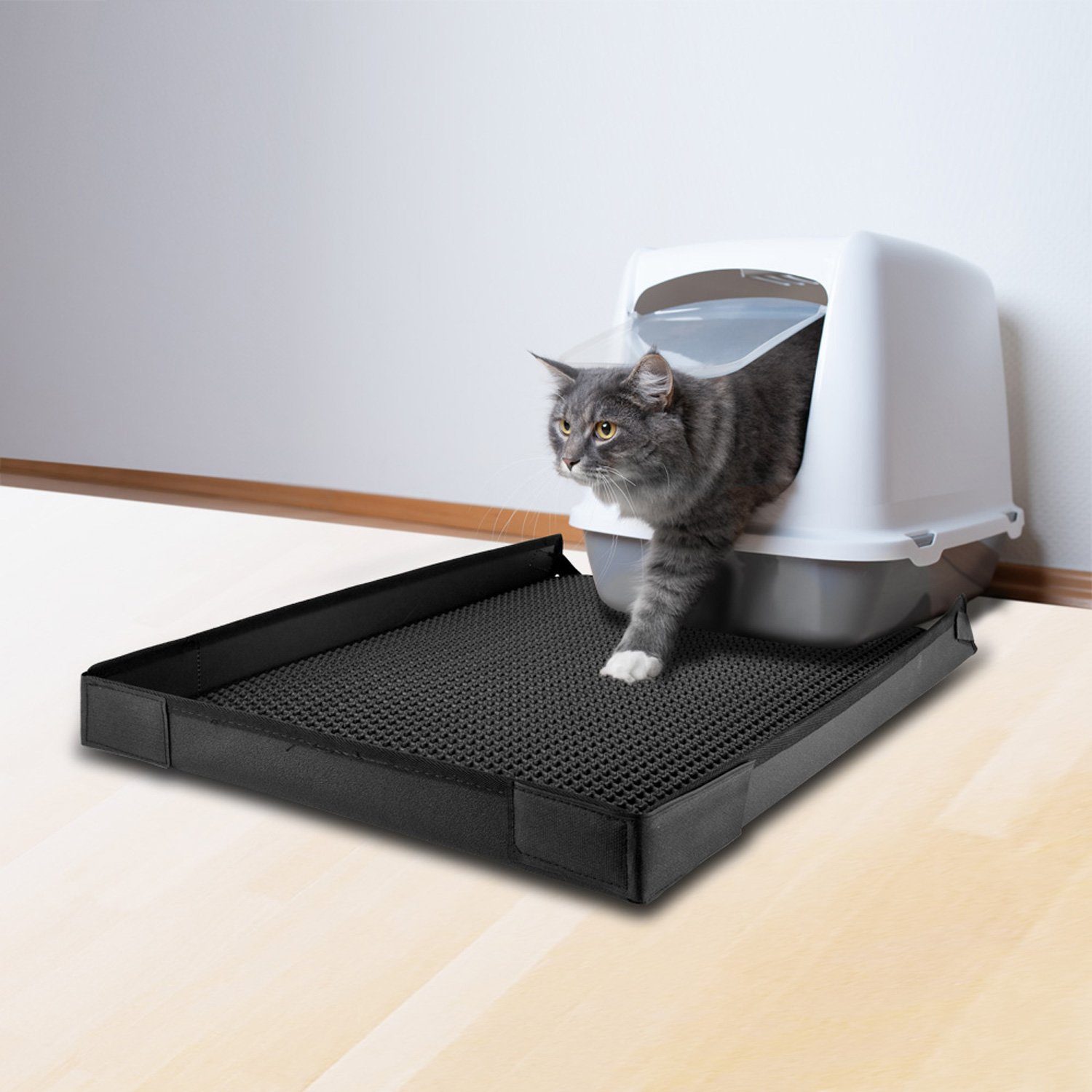 Petigi Katzentoilette Katzenklo Matte Katzenstreu Unterleger Katzenmatte (60x46cm) mit Rand Petigi