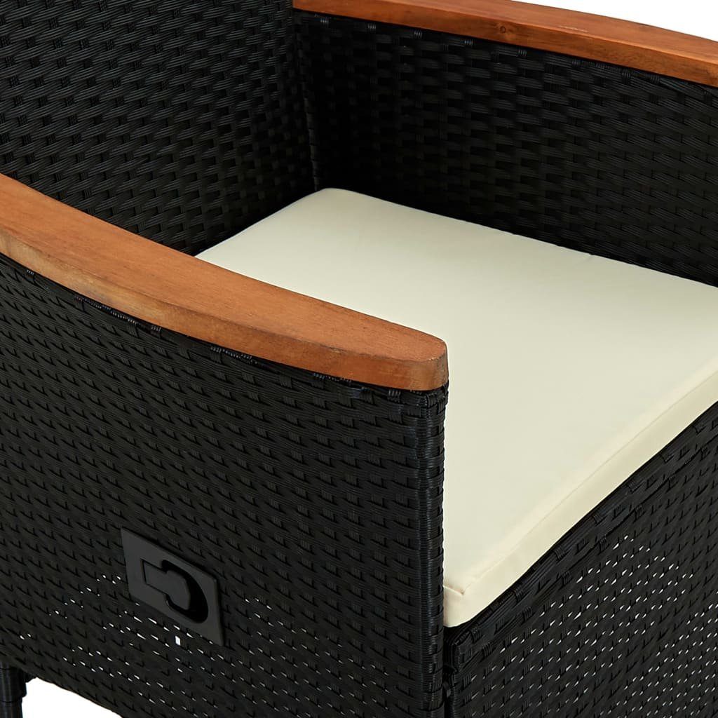 vidaXL Garten-Essgruppe 7-tlg. Garten-Essgruppe Poly Rattan Akazienholz Schwarz, (7-tlg)