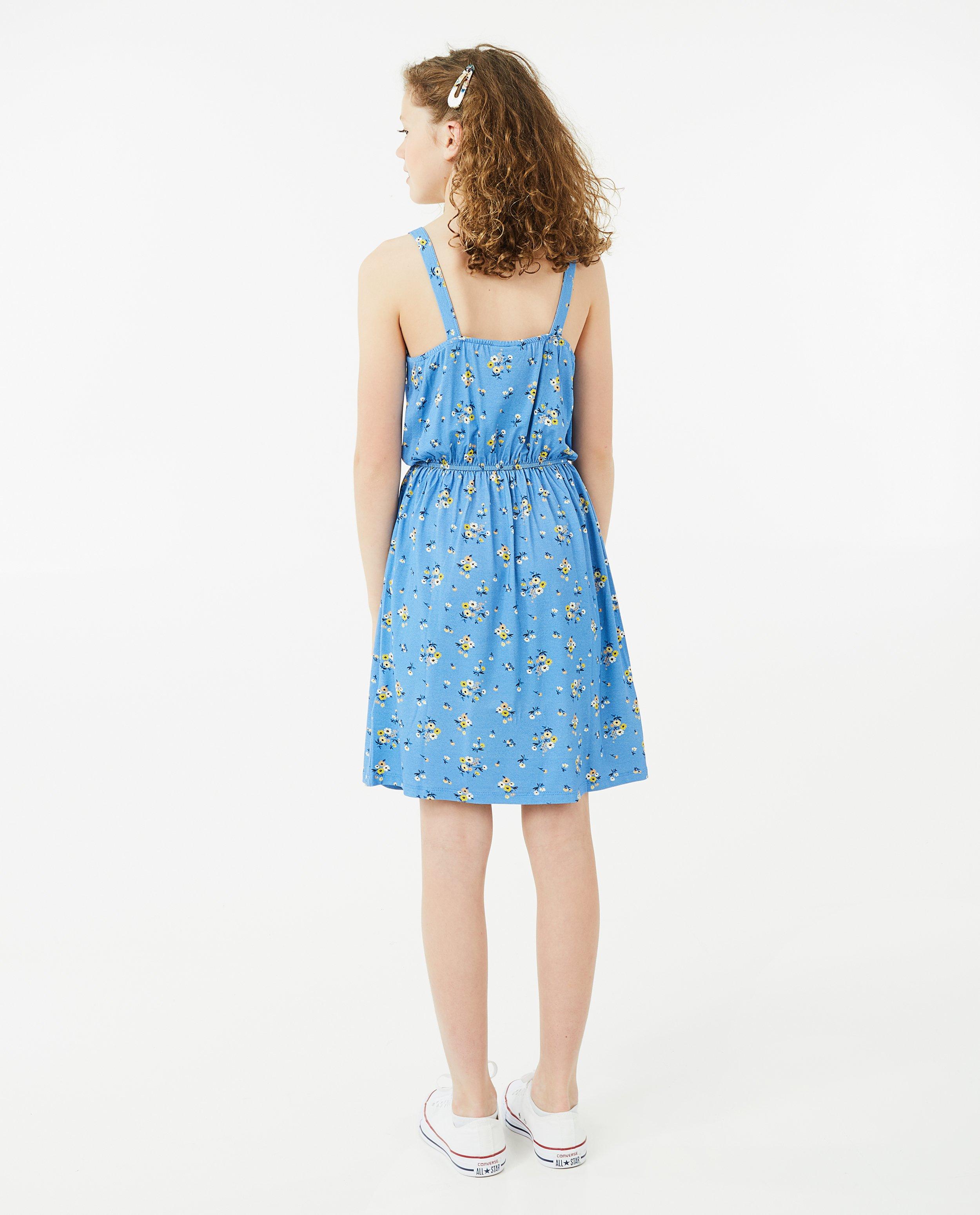 Rochie albastră Fish & Chips cu imprimeu floral albastru
