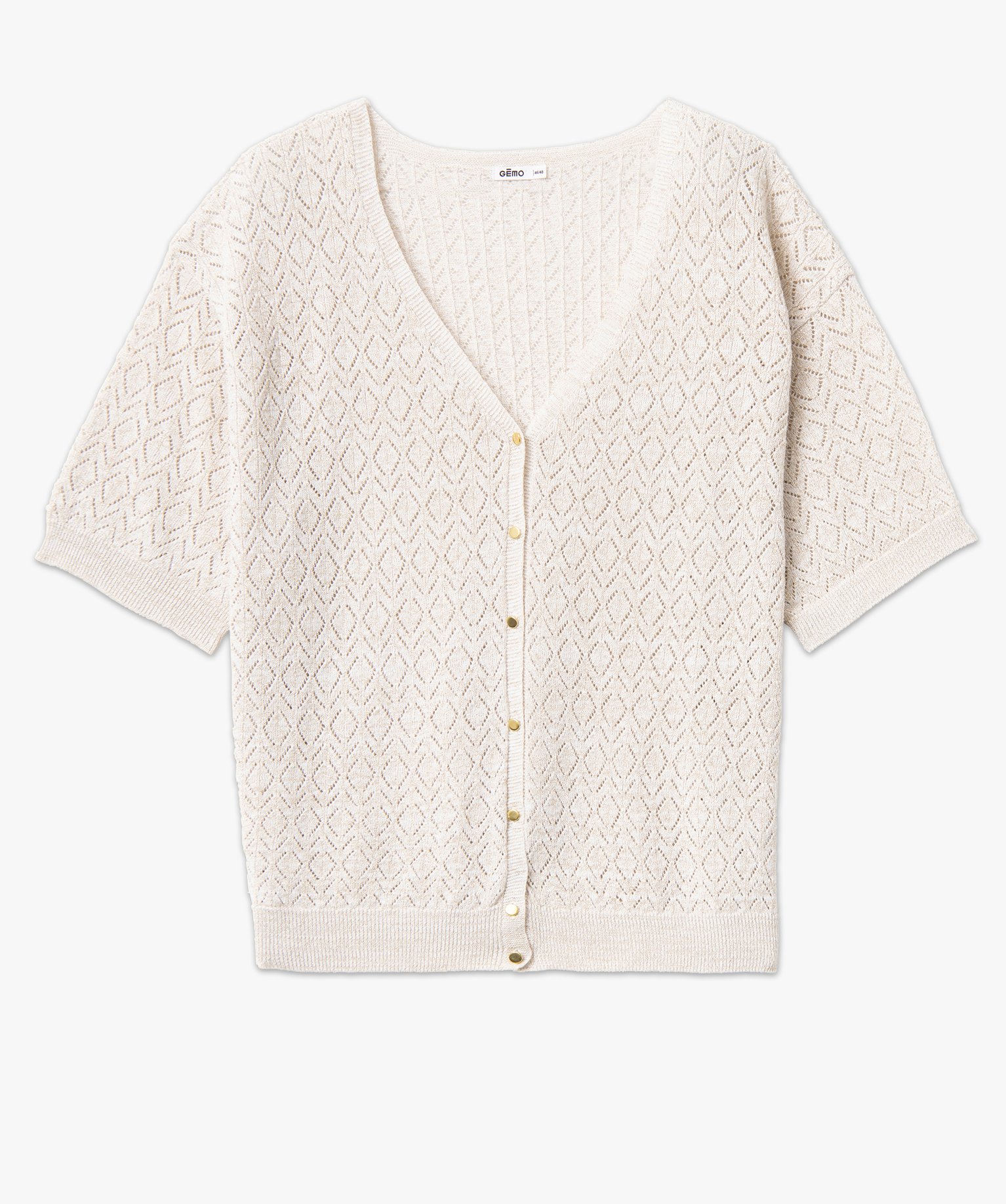 Gilet à manches courtes en maille ajourée femme grande taille blanc | GEMO