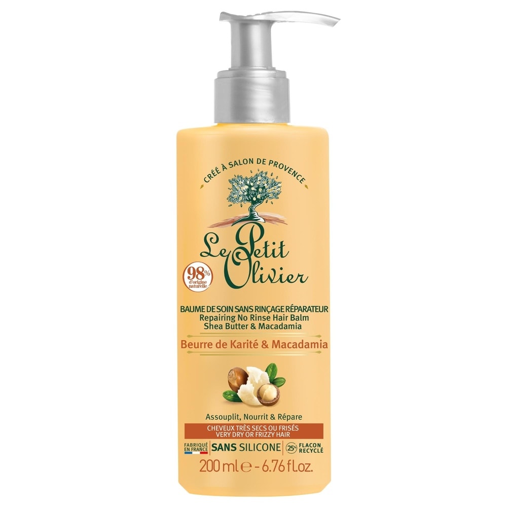 le petit olivier Baume de Soin Sans Rinçage Réparateur Beurre de Karité & Macadamia Baume de Soin - Cheveux Très Secs ou Frisés