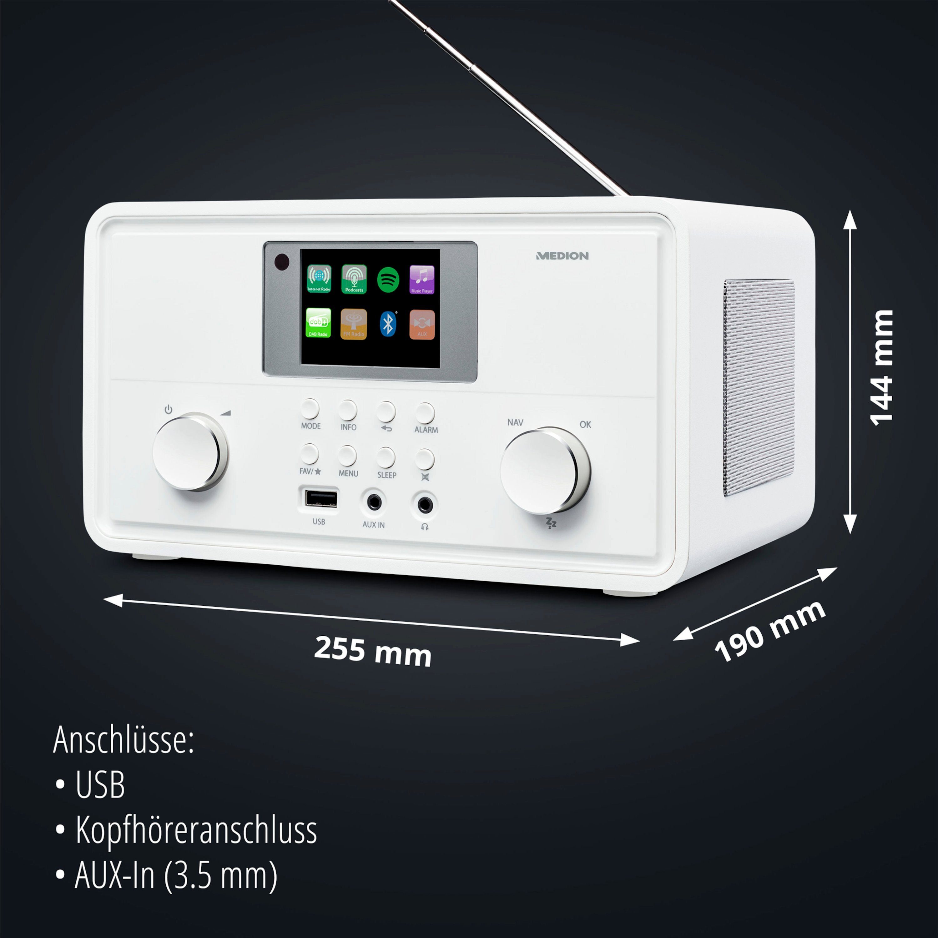 Medion® Internet-Radio (AM/FM, DAB+, MW/UKW, Spotify, 10 W, MD88069)