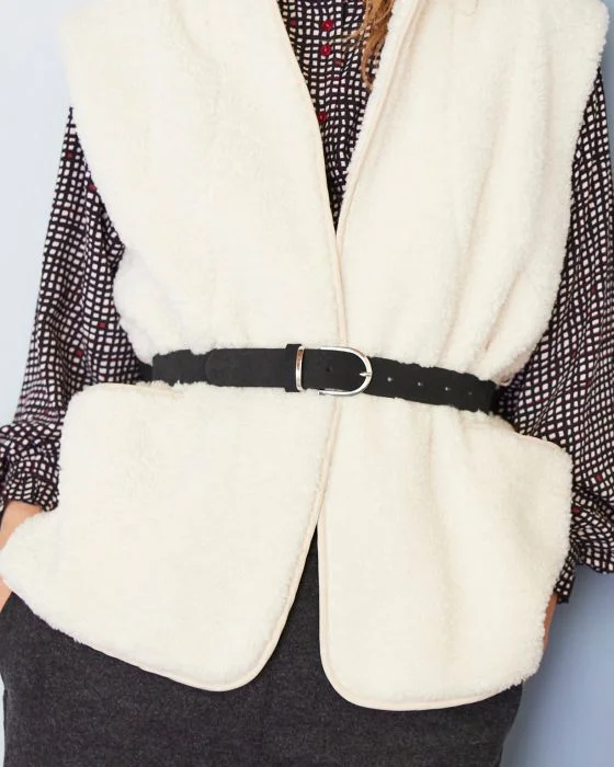Ceinture fantaisie croûte de cuir aspect suédé