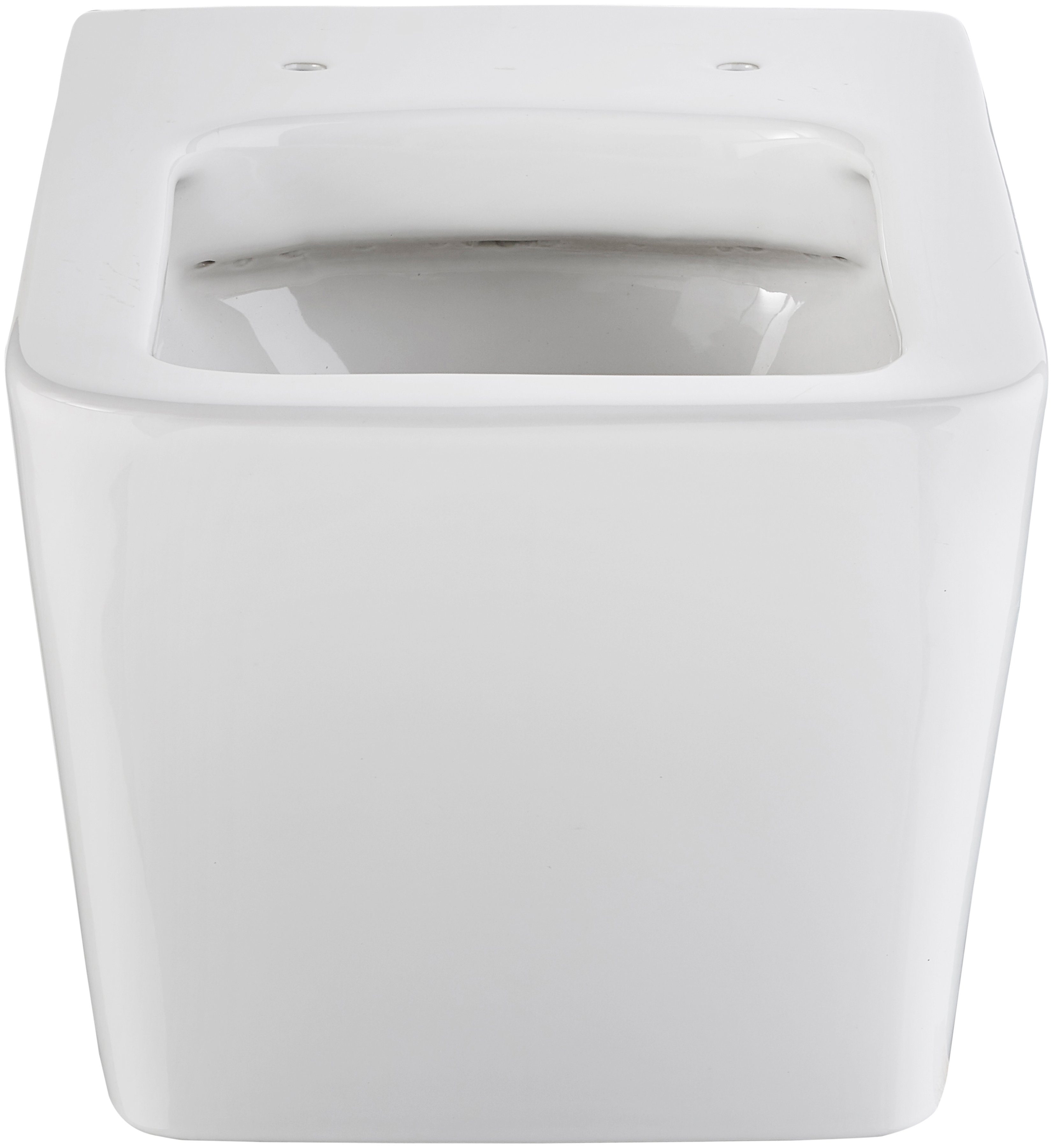 welltime Tiefspül-WC Trento eckig, wandhängend, Spülrandloses Tiefspül-WC, inkl. ToilettenSitz mit Softclose.