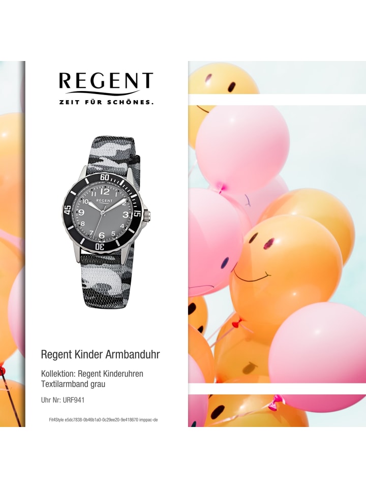 Regent Armbanduhr Regent Kinderuhren grau, schwarz mittel (ca. 32mm) günstig kaufen onesize