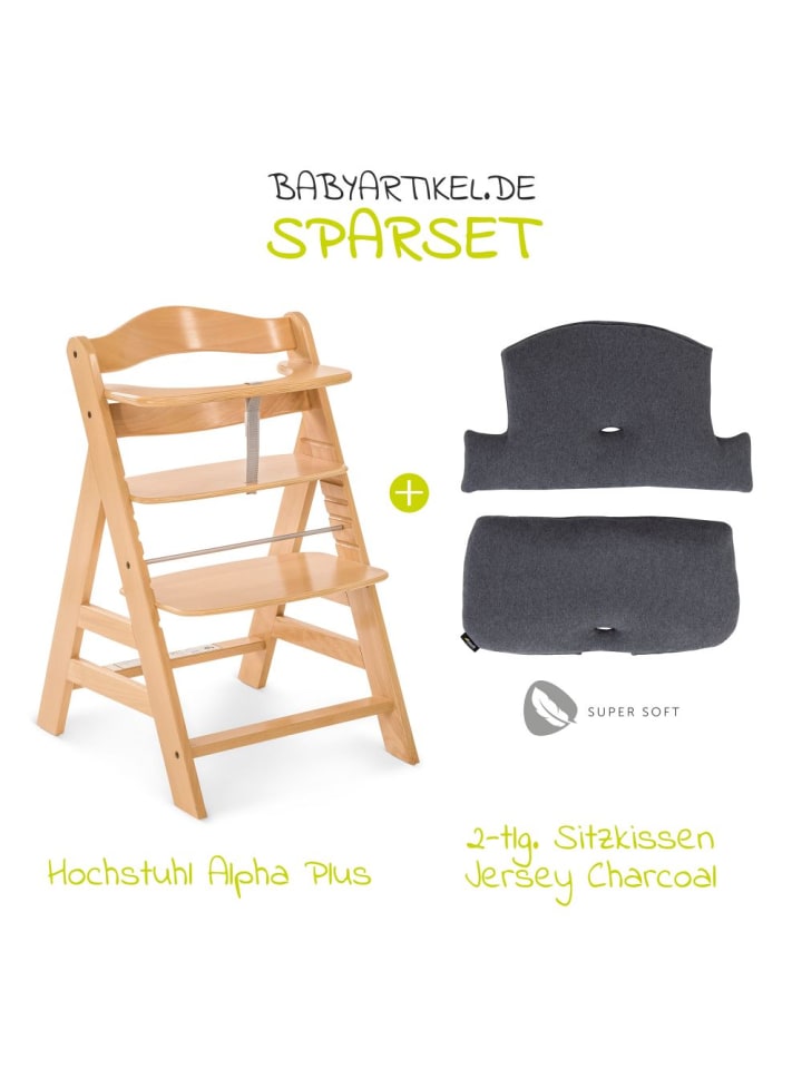 Hauck Hochstuhl Alpha Plus Natur - im Sparset inkl. in beige,schwarz günstig kaufen onesize