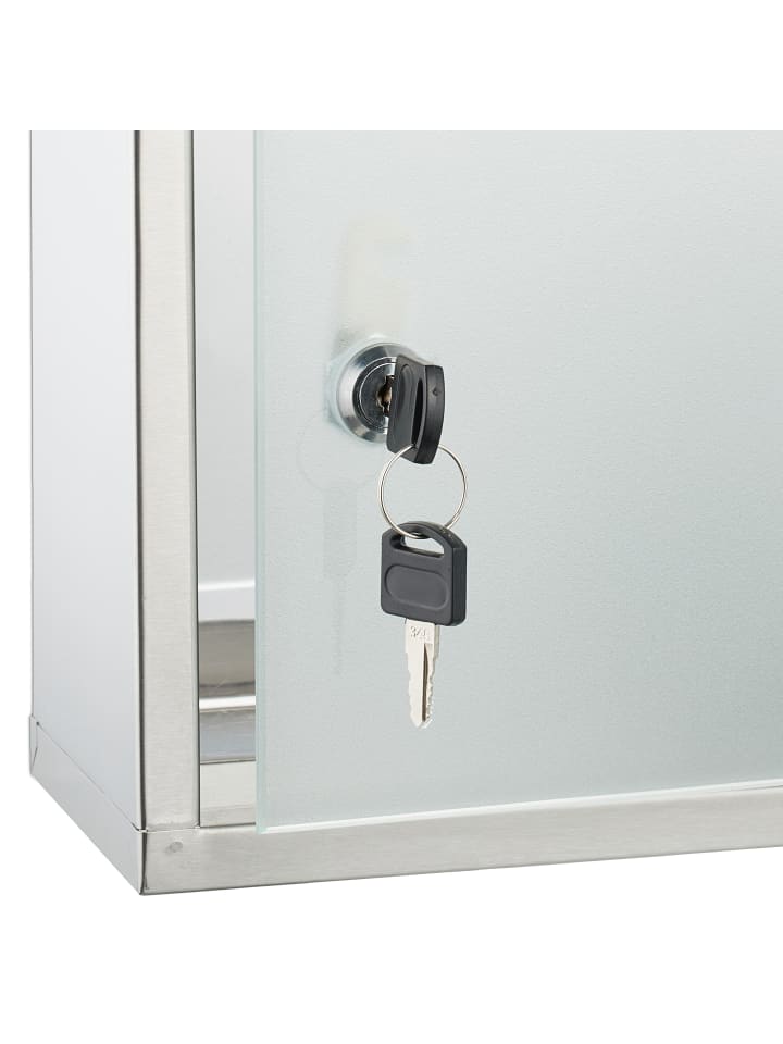 relaxdays Medizinschrank in Silber - (B)38 x (H)58 x (T)13 cm günstig kaufen onesize